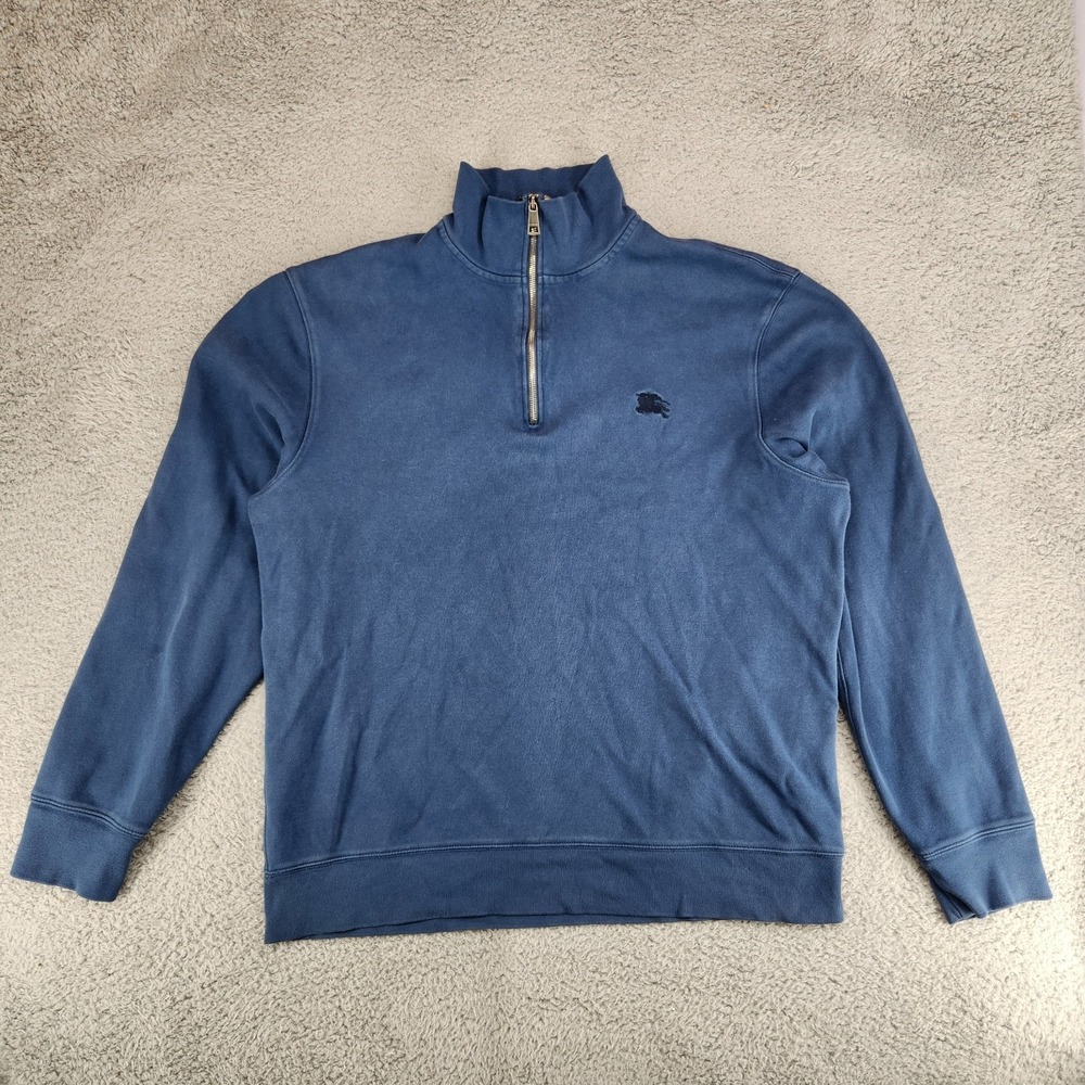 Burberry Brit 1/4 Zip Pullover Sweatshirt Mens XXL Blue
